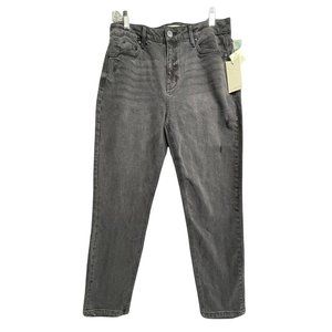 Unpublished Sz 30 Debbie Slim Mom Fit Black Grunge Cropped Tapered Leg Jeans